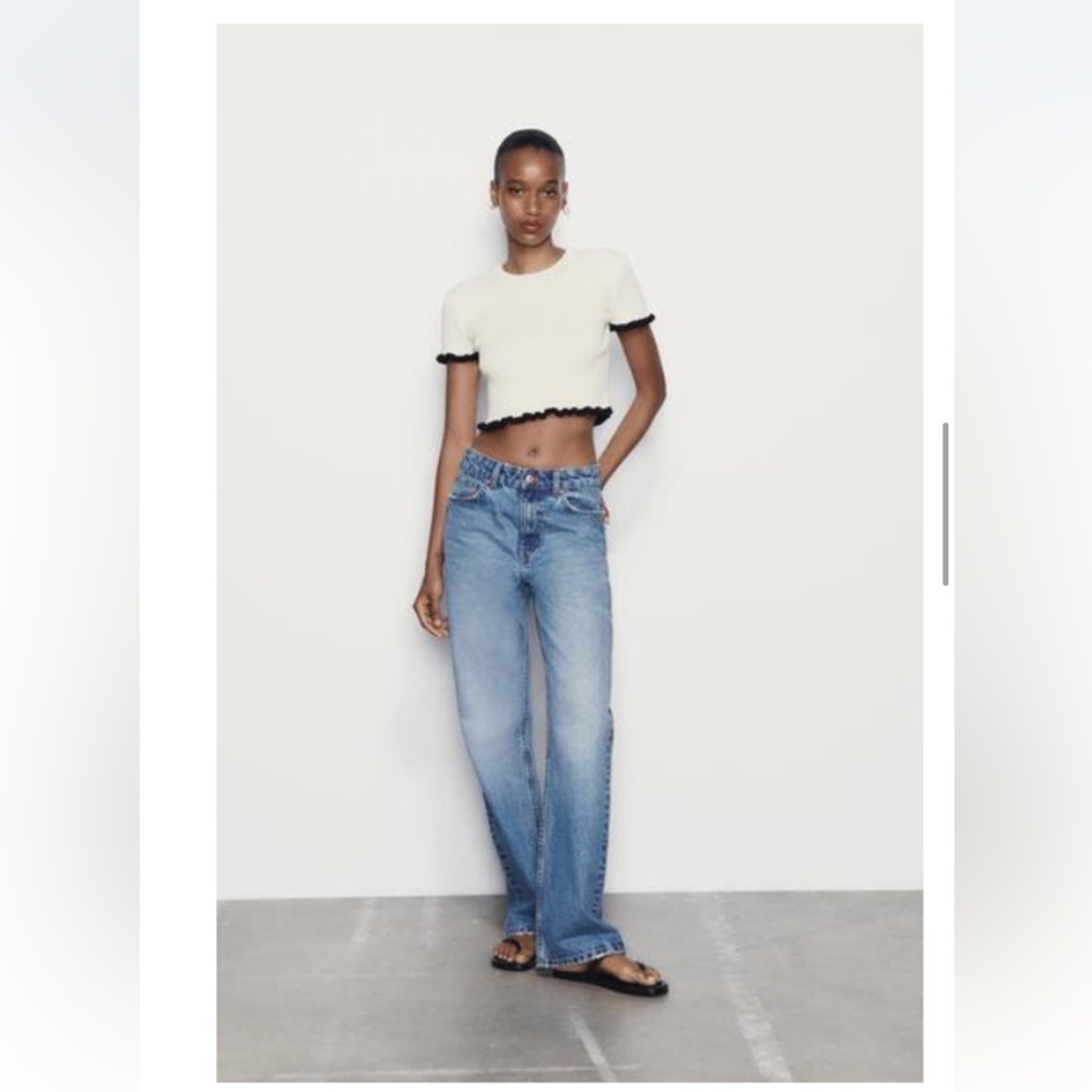 Zara Ruffled Ribbed Top - Picture 2 of 4